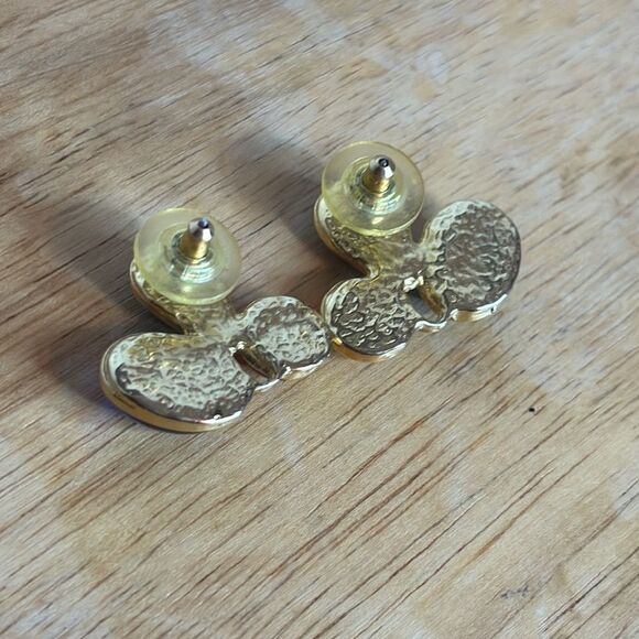 Art Deco Clear Red Blue and Green Cabo Style Glass Statement Post Earrings - Picture 2 of 5